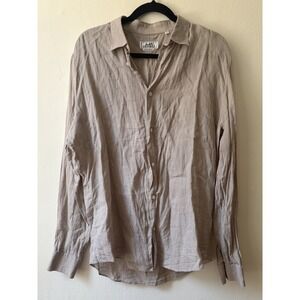 Hermés Linen Button Up Shirt Palladium Logo Buttons 16/ 41 Made In France